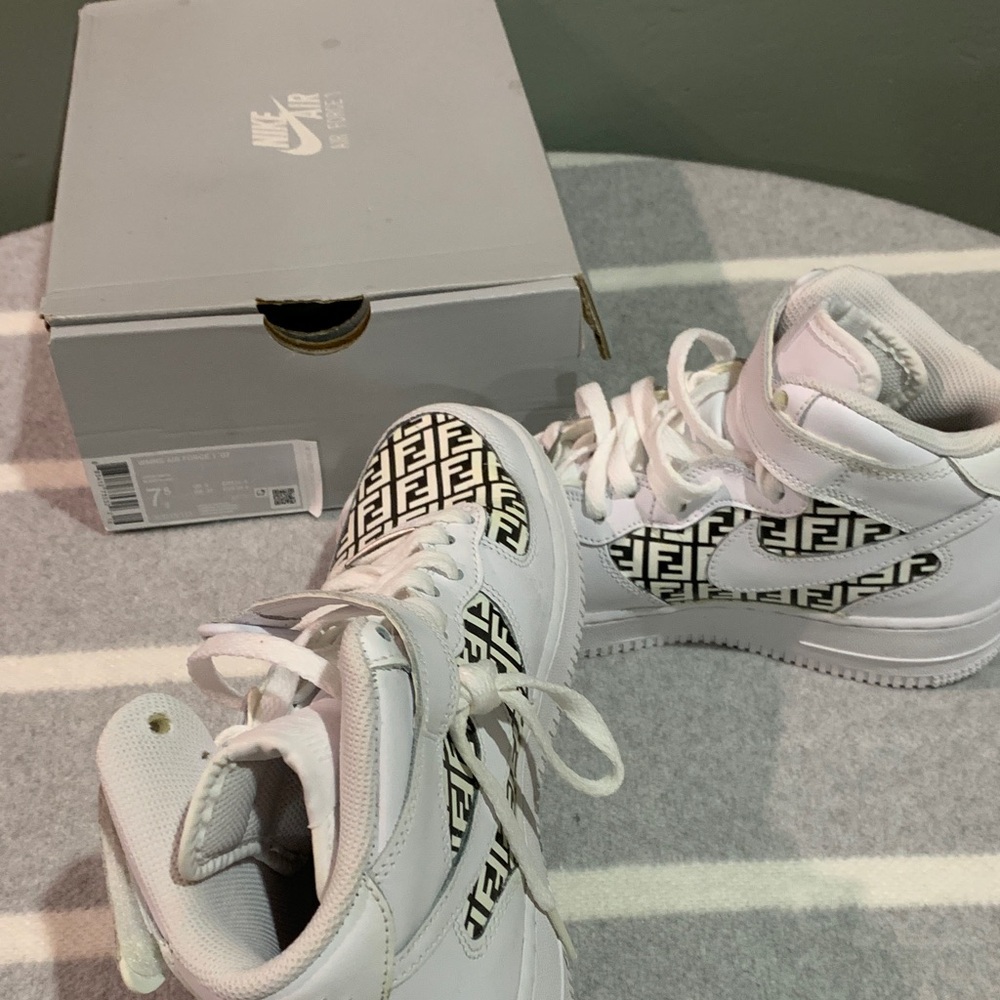 Women’s Nike x FENDI (Custom) - White and Black Patterned AF1 - NEW